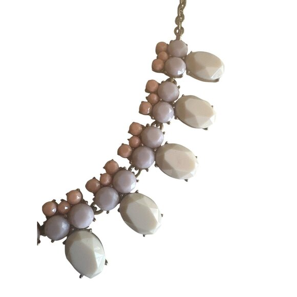 J. Crew Gold Tone Statement Necklace With Pink & Cream Beaded Accents Choker - Picture 2 of 3